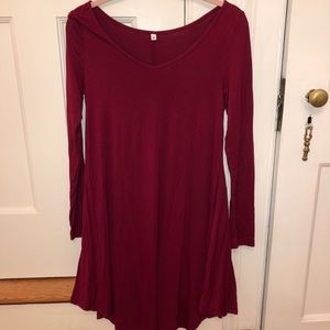 red long sleeve dress